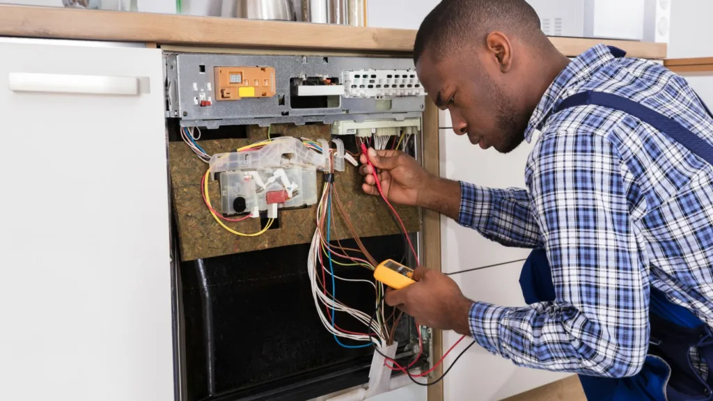 Technician performing same-day dishwasher repair in Westville , offering fast and reliable service to restore your appliance’s functionality quickly.