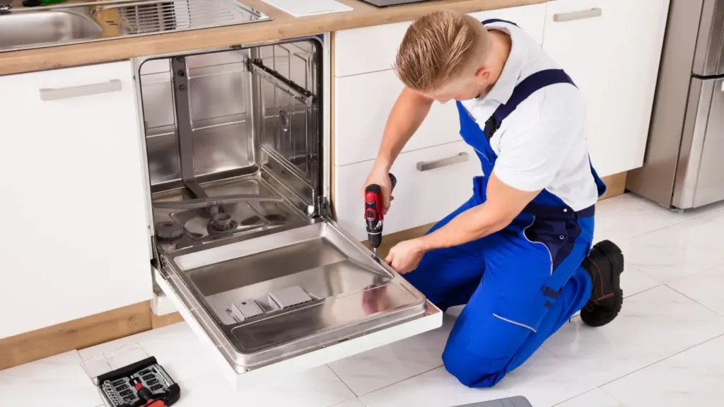 kitchen with a repaired dishwasher in Amanzimtoti.