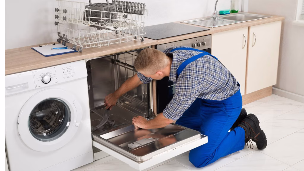 experienced technician performing a full diagnostic and repair on a dishwasher in Hillcrest.