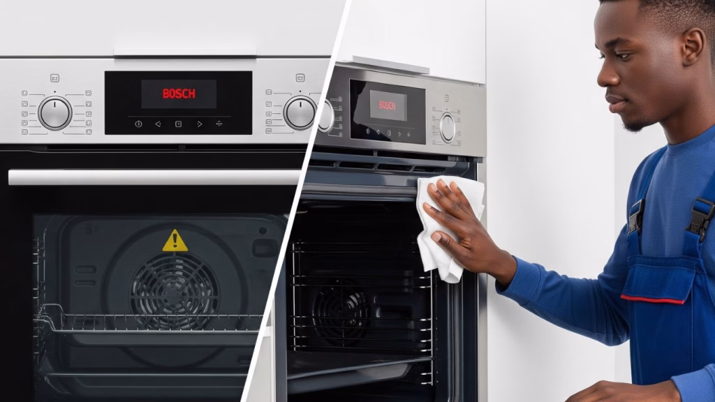Technician replacing a faulty Bosch oven part in Durban