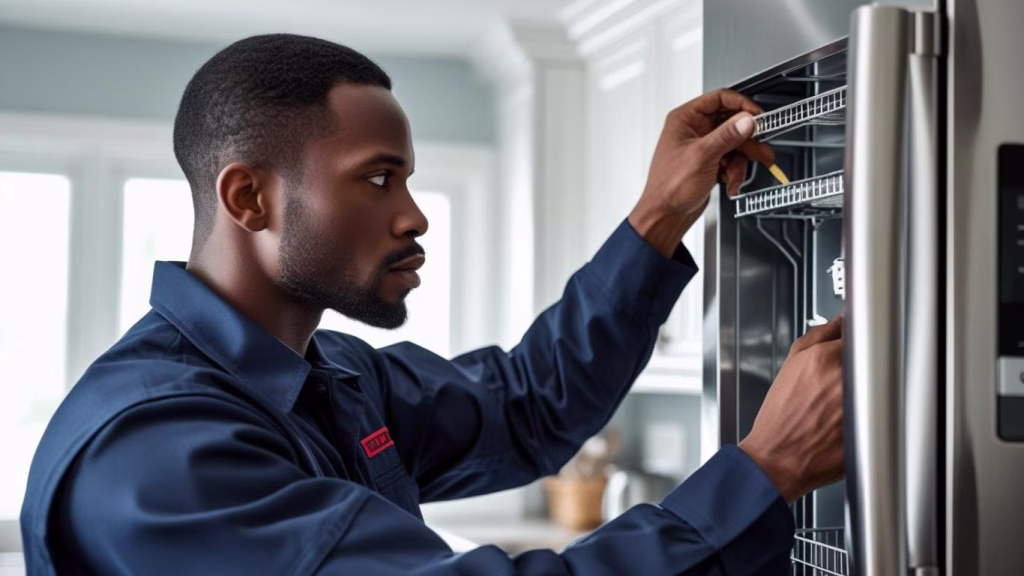 A technician providing a reliable appliance service, part of our dedicated team of local experts in Merewent.