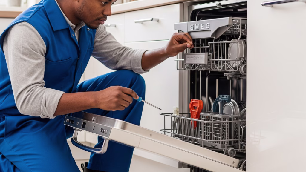 An expert on-site for Smeg dishwasher repairs in the Ballito area.