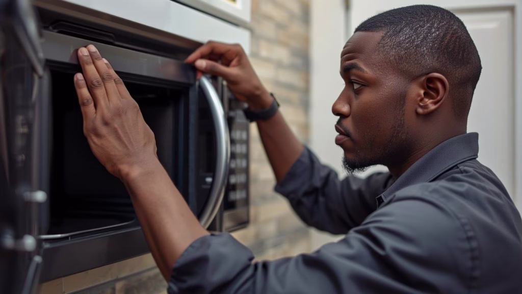 A technician in Durban fixing Midea appliances at a client's home.