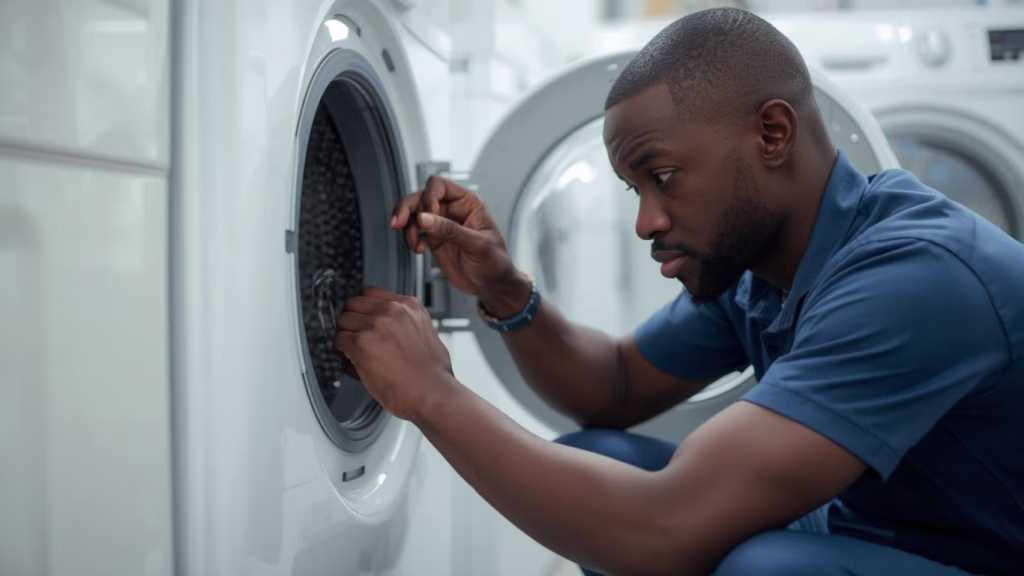 An experienced technician working on a Midea appliance as part of our appliance servicing in Durban.