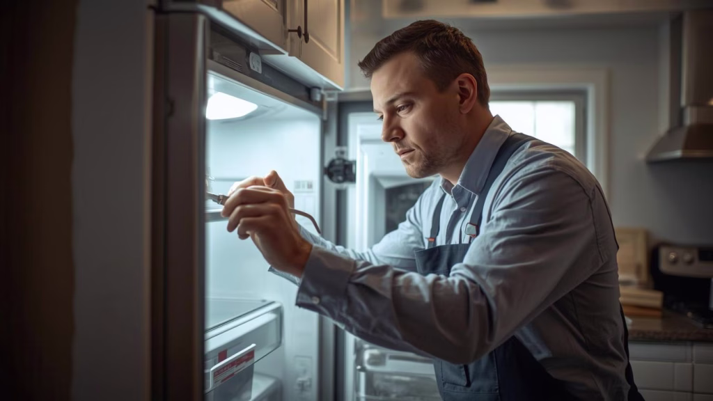 Technician repairing a freezer, representing comprehensive fridge and freezer repair services in Sunningdale, Durban North.
