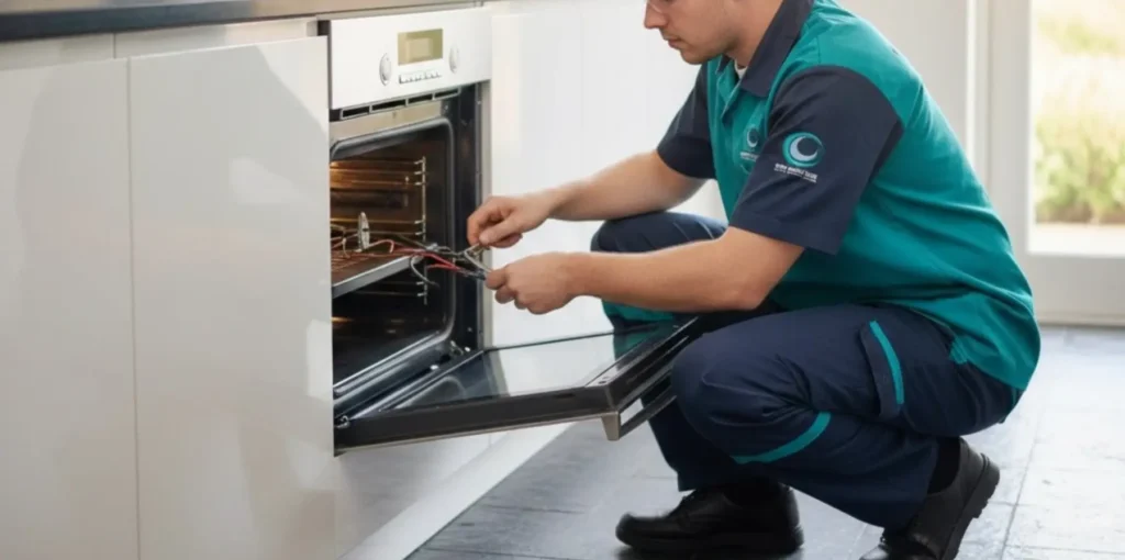 technician fixes gas oven in umbilo home