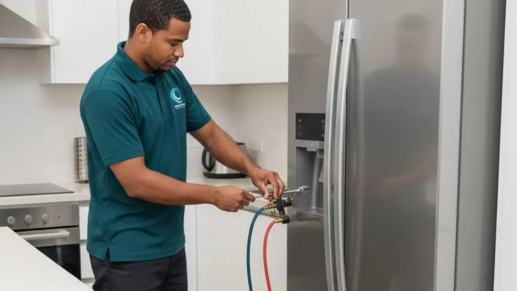 technician regases fridge in Durban North home