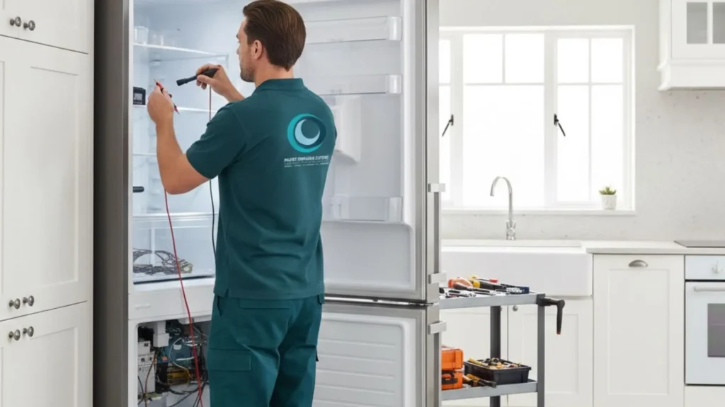 technician doing fridge repairs in Durban North in a customers home