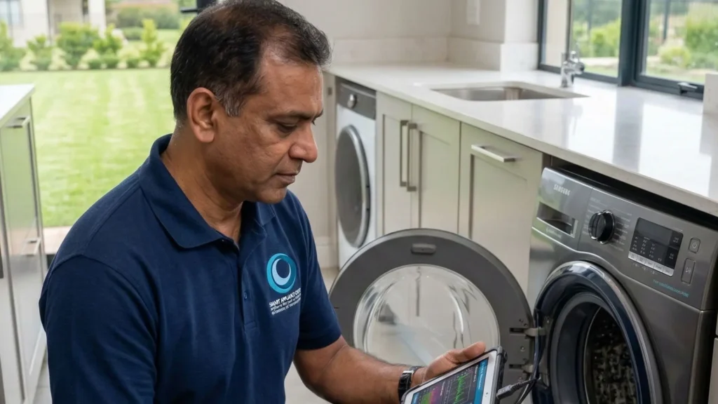 technician diagnoses and repairs washing machine in Hillcrest home