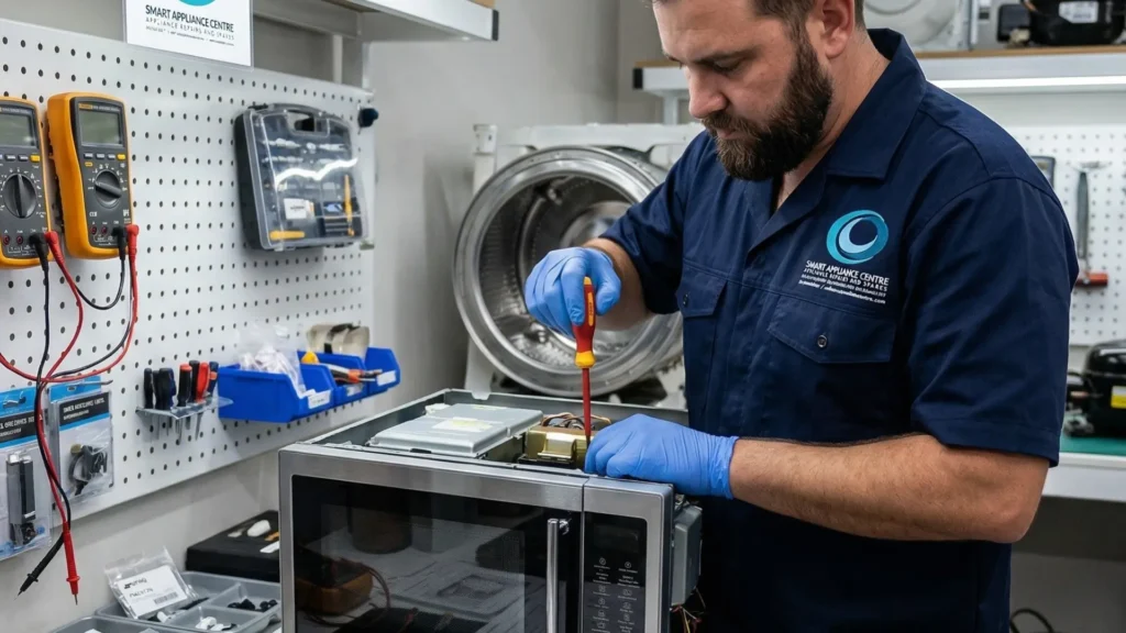 our technician fixes smeg microwave in Durban North workshop