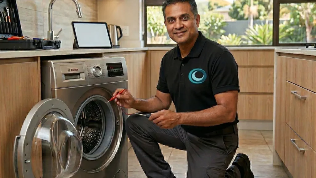 technician fixes appliances in Durban North kitchen