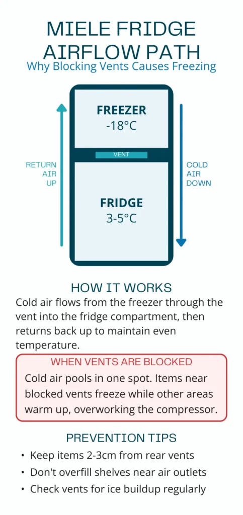 Miele Fridge Airflow Path Infographic for durban homeowners
